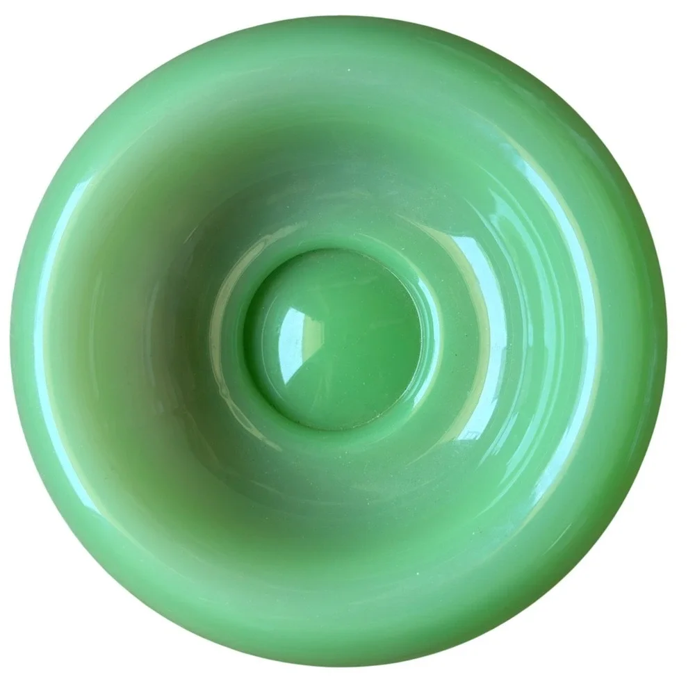 Vintage Fenton Jadeite Bowl 9 in Smooth Rim Glassware Mid Century Modern Kitchen
